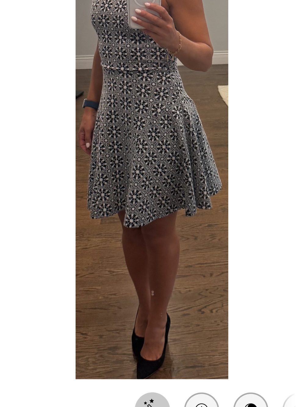 41 Hawthorn Black & White Floral Geometric Fit-and-Flare Mini Dress